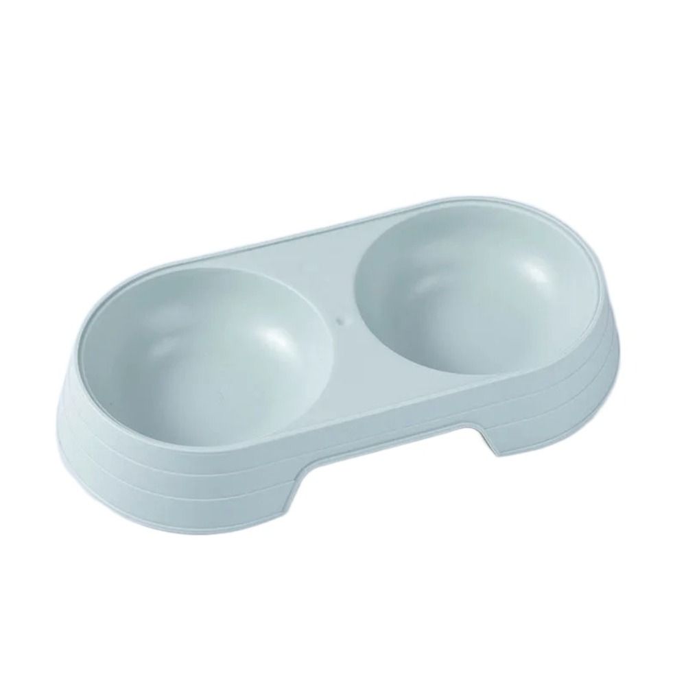 Portable Cat Double Bowls Solid Color Kitten Water Food Feeder Dog Food Container Large Capacity Feeder Dish Bowl Pet Supplies