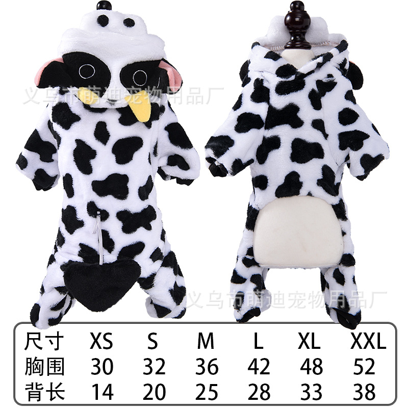 Cartoon Animal Dog Clothes Warm Fleece Pet Dogs Hoodie Dog Jumpsuit Pet Clothing Puppy Cat Costume French Chihuahua Jacket