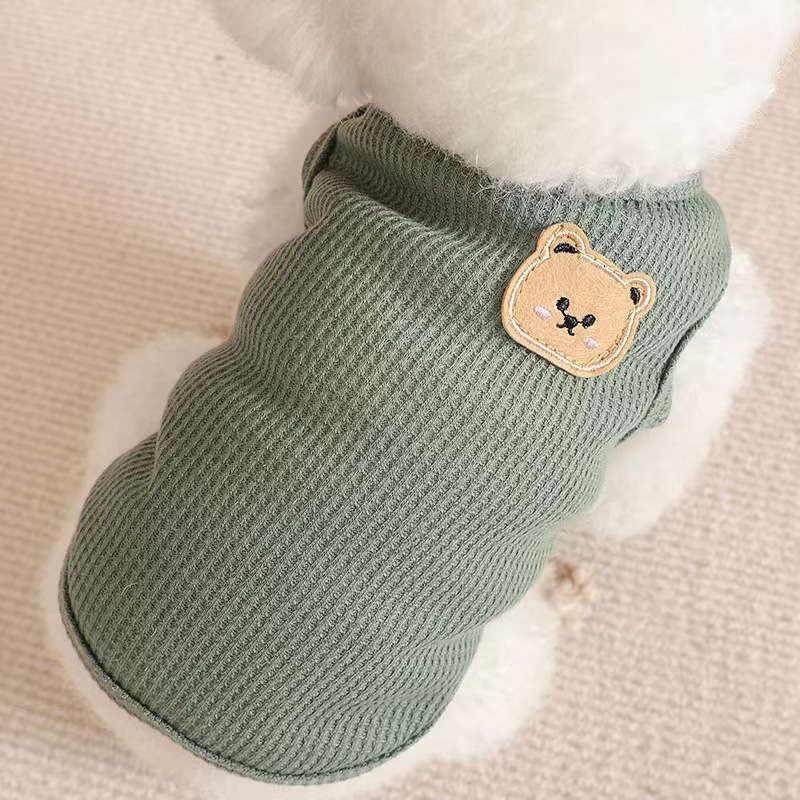 Summer Cool Waffle Dog Clothes Solid Color Thin Pet Cat Clothing Breathable Sweat-absorbent Dog Vest