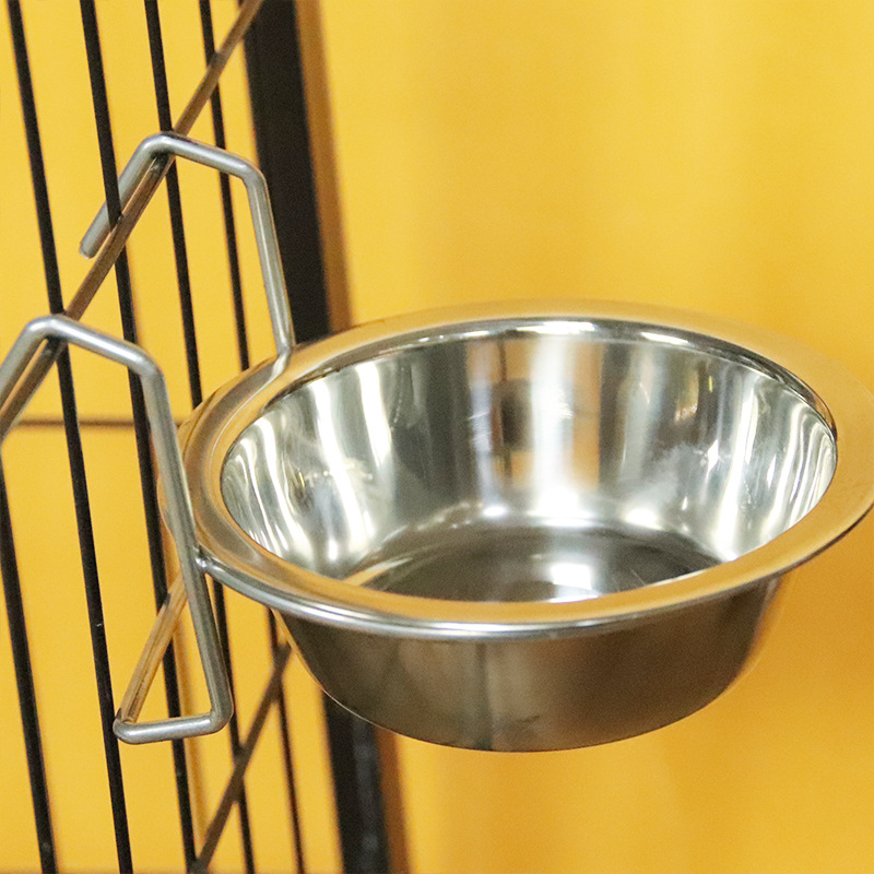 Hang on Pet Bowl Stationary Dog Bowl Cage Cup Hanger Travel Food Water Bowl Stainless Steel Hanging Feeder Pet Feeding Tool for Dog Cat