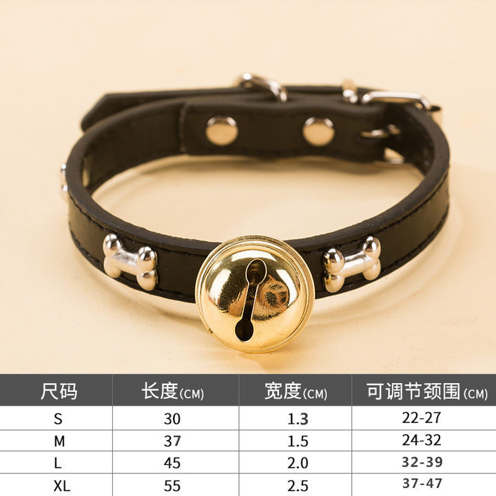 Cute Cat Collar Soft Leather Pet Collars For Small Dog Kitten Pet Paw Print Bones Pet Necklace Bell Pet Neck Strap Pet Supplies