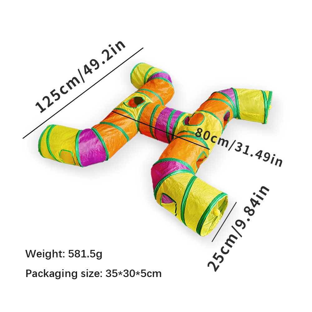 Foldable Cat Tunnel Tube Collapsible Cat Nest Pet Training Interactive Fun Play Toy Rabbit Guinea Pig Tent Maze Tunnel