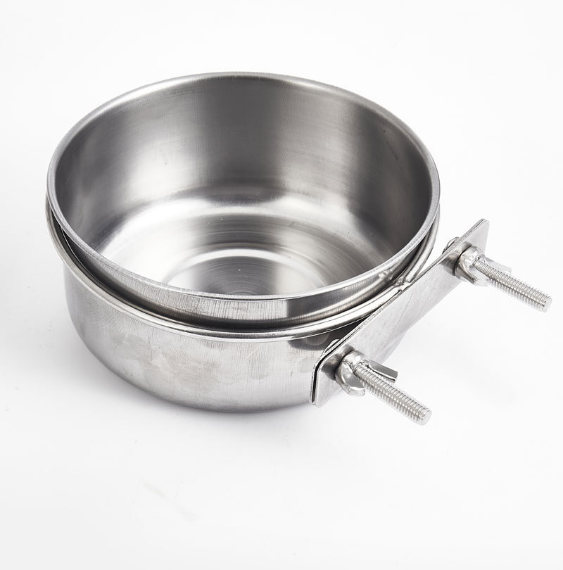 Pet Bowl Can Hang Stationary Dog Cage Bowls Stainless Steel Dog Cats Hanging Bowls Durable Puppy Kitten Feeder Water Food Bowl