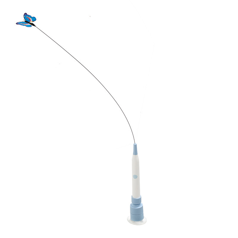 360° Swivel Electric Cat Teasing Stick Self-hilarity Relieves Switchable Butterfly Pattern Removable Handle Cat Toy for Pet Supplies