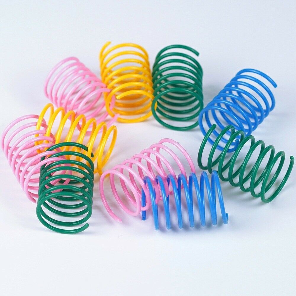 4Pcs Cat Kitten Spring Toy Bouncy Plastic Training Toys Teasing Playing Cat Toy