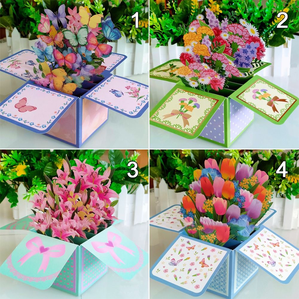 LIN17905, LINPopUp®, Pop Up, Fiori fatti a mano incl. vaso e piattino, come regalo compleanno, festa della mamma, bouquet di carta, N803 - Italia